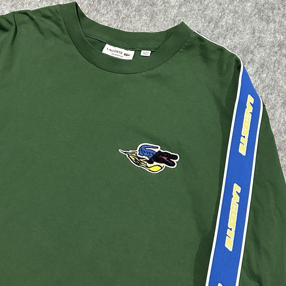 Lacoste Men's Branded Band Relaxed Fit Shirt Crocodile Claw Logo Print Size L